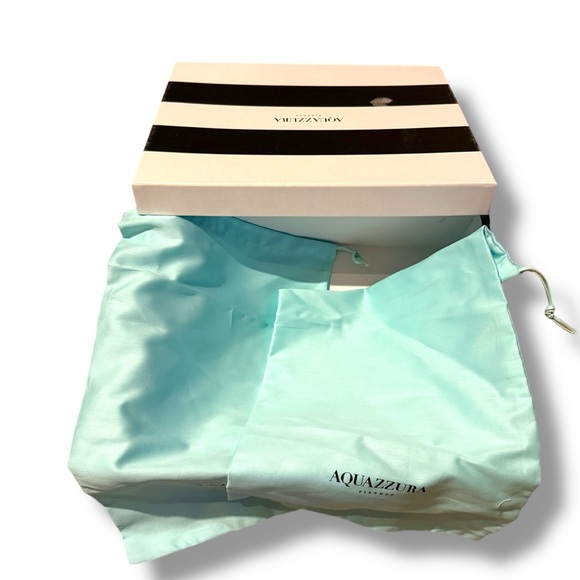 Aquazzura Twist Leather Slip On Blue Mule Sandals Heels Sz EU 38‎ / US 8 - Picture 8 of 8